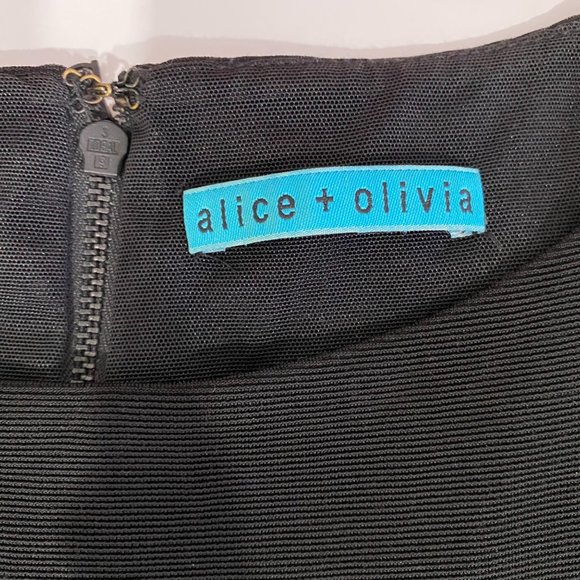 ALICE + OLIVIA Rema Black Textured Ponte Fit & Flare Dress S - Picture 5 of 12